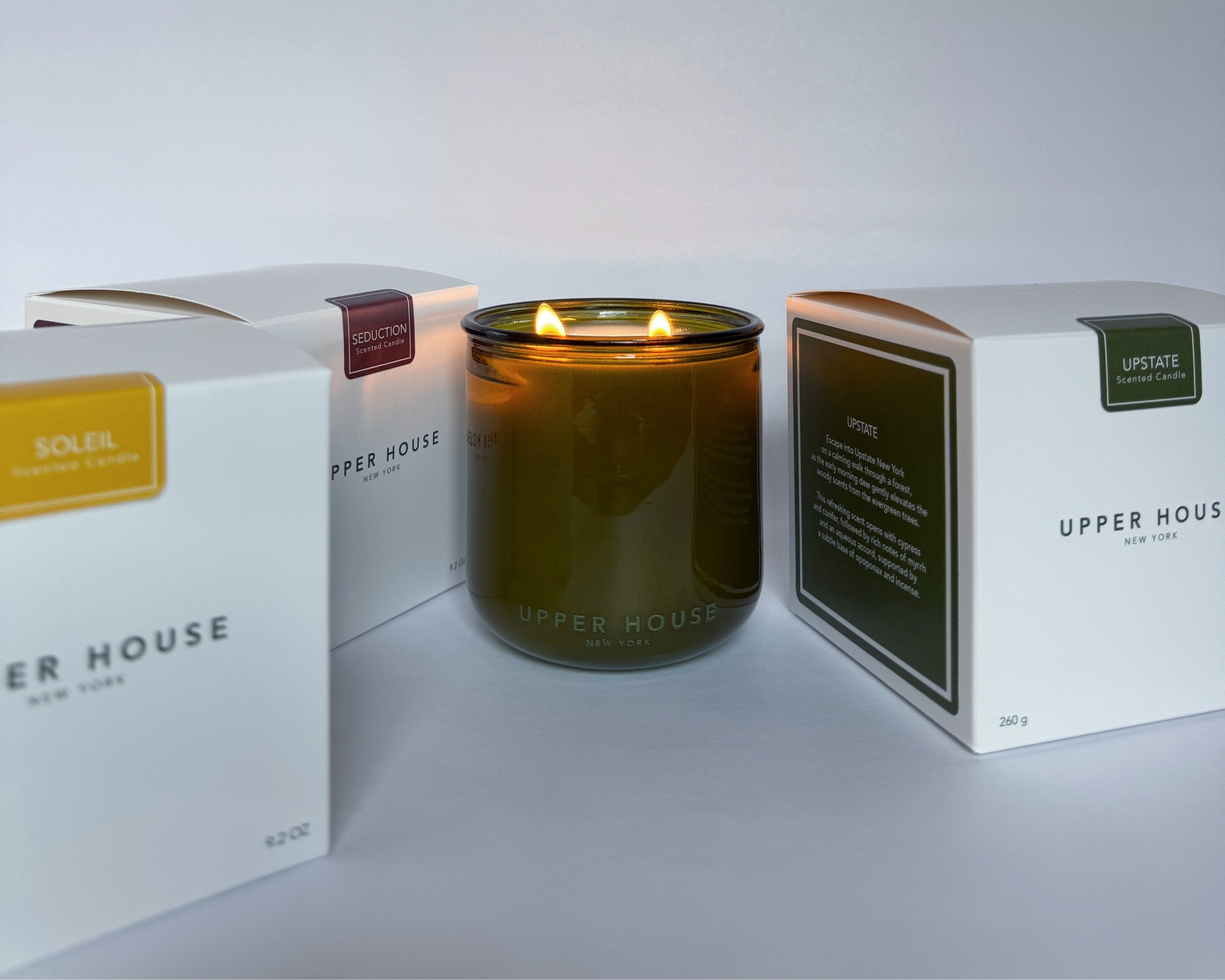 UPPER HOUSE: Upstate New York Scented Candles - hand-poured in the Catskills, refine eco-friendly candles available in very exclusive quantities.